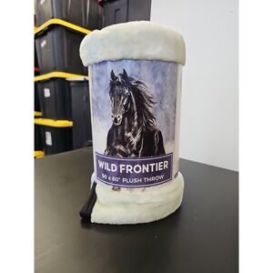 Wild Frontier HORSE Stallion 50"x 60" Wilderness Plush Throw Soft Couch Blanket